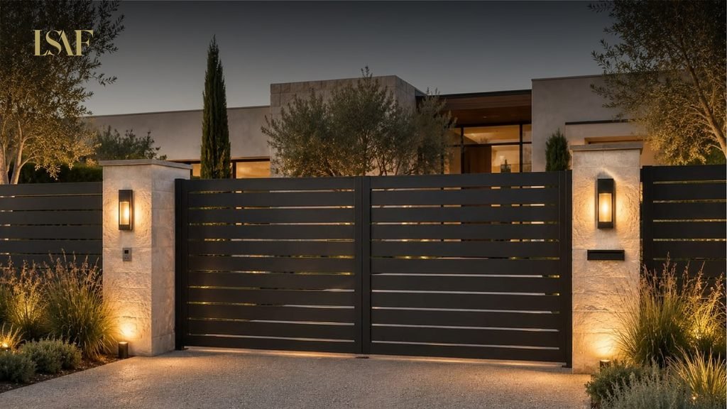 ديكور سور فيلا خارجي: خامات وإضاءات عصرية | LSAF Designs 3