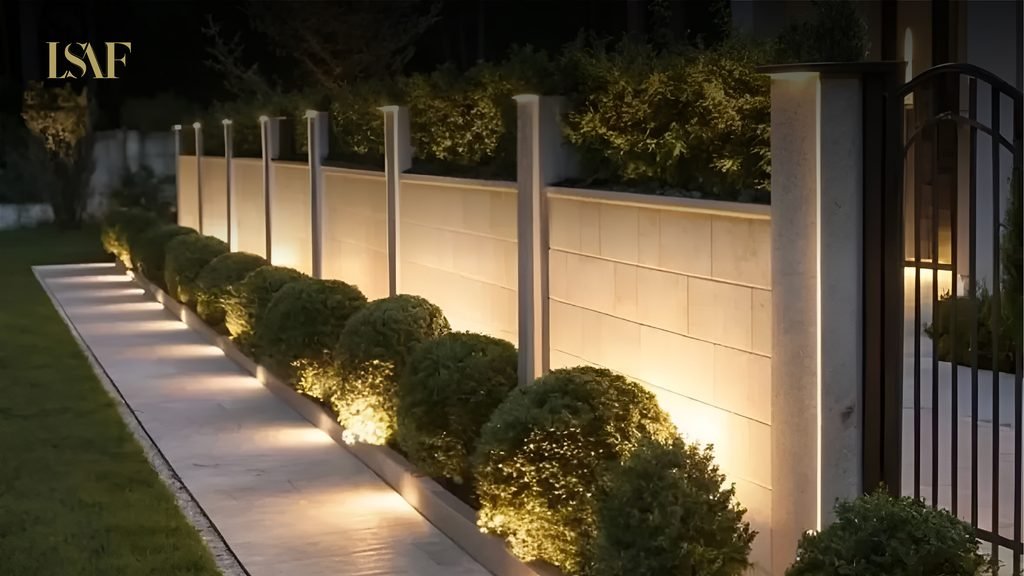 ديكور سور فيلا خارجي: خامات وإضاءات عصرية | LSAF Designs 2
