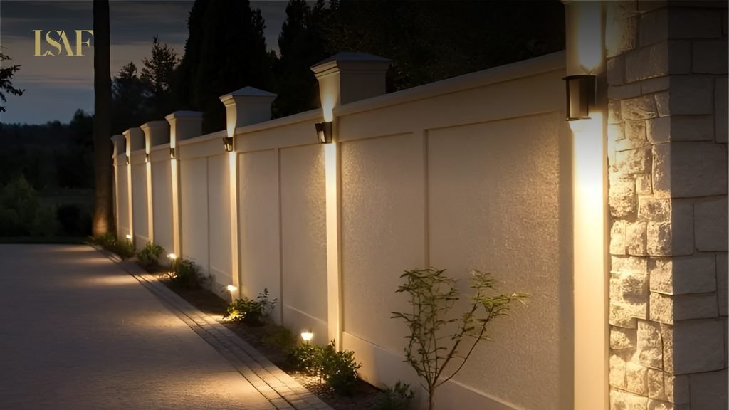 ديكور سور فيلا خارجي: خامات وإضاءات عصرية | LSAF Designs 1